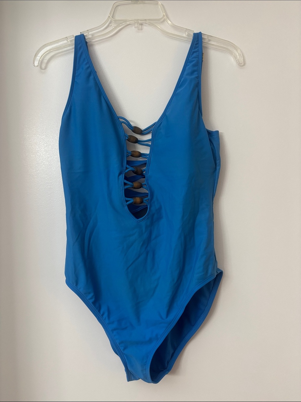 Bleu Rod Beattie Cobalt Blue Lace-Up Plunge One-Piece Swimsuit
